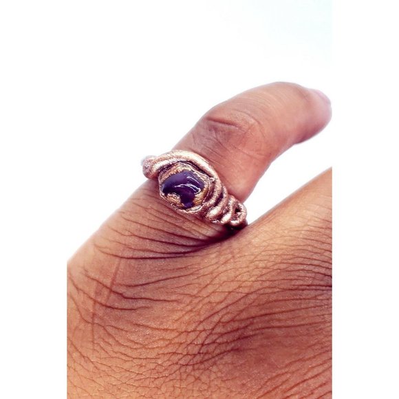 Purple fluorite crystal ring handmade size 4 - Picture 9 of 12